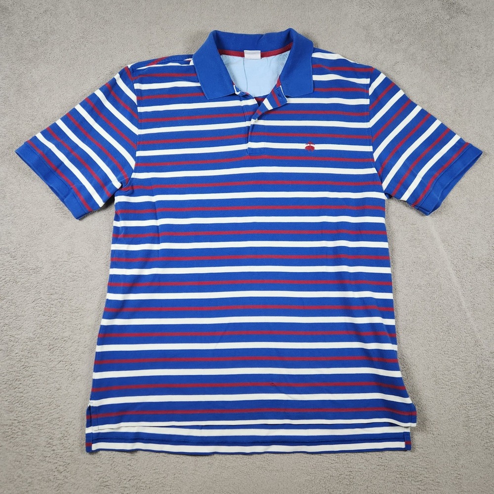 Brooks Brothers Performance Polo Mens XL Blue Striped Cotton Pique Shirt 3605